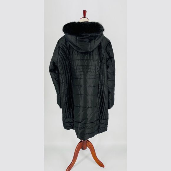 CATHERINE’S - Plus Size Faux Fur Trim Winter Coat - Black 2x - Picture 2 of 9